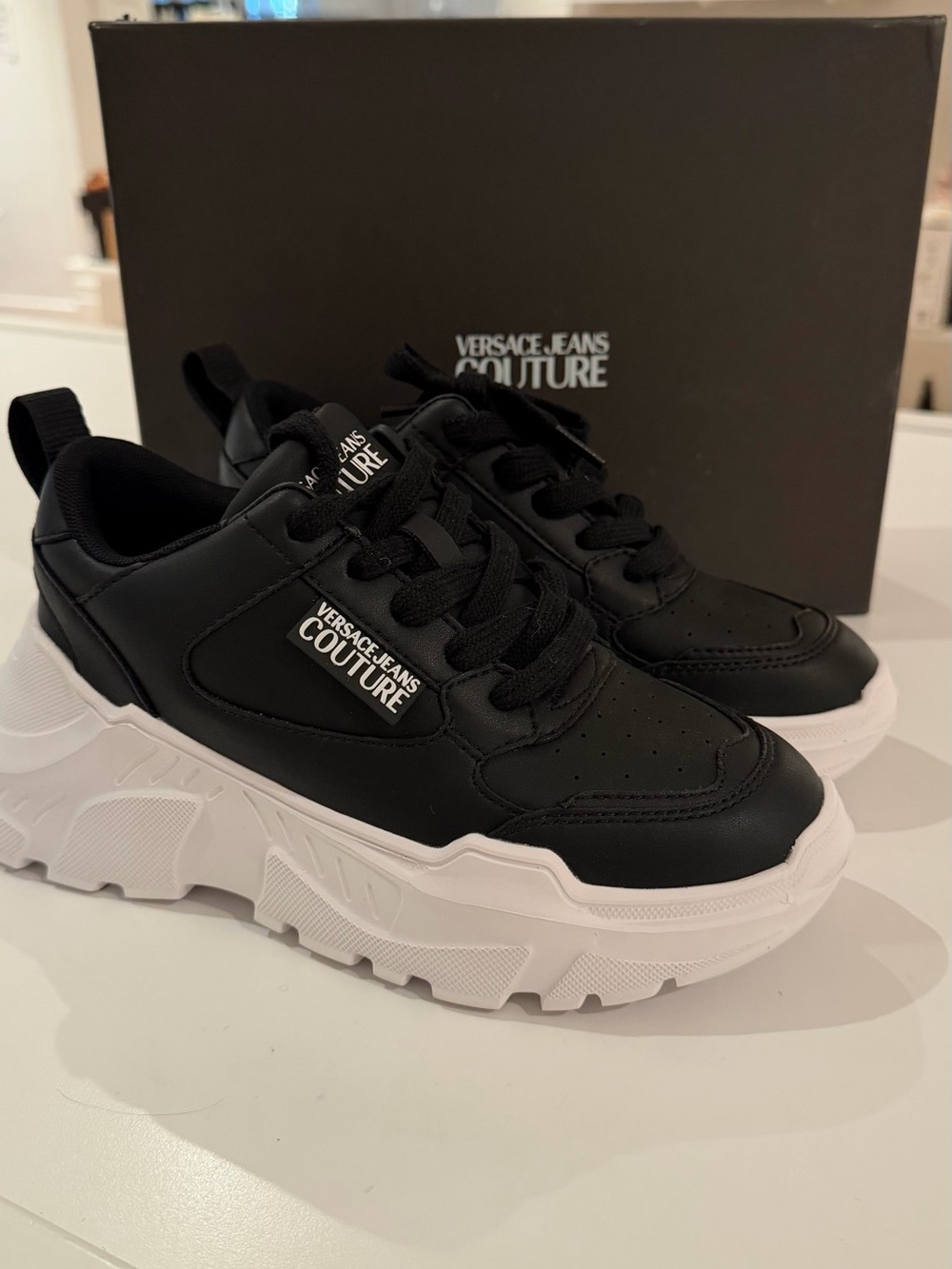 Versace Jeans Couture Women's Black Platform Sneakers